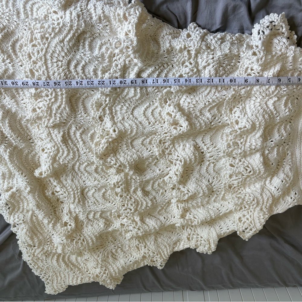 Oscar De La Renta Crochet Boho White Skirt Size XL - Picture 5 of 5